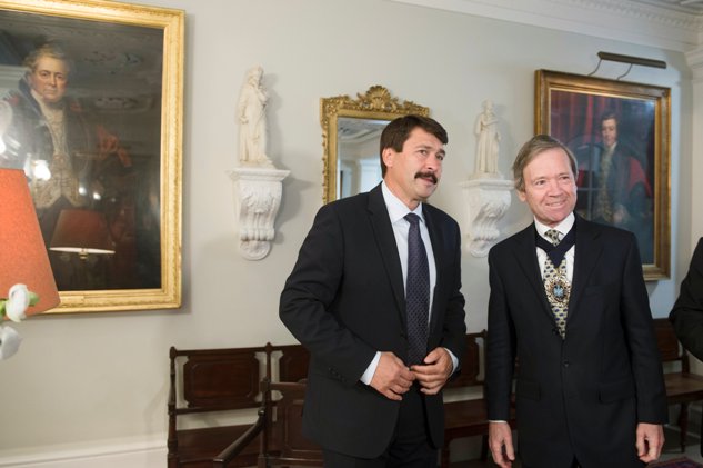 A képen: Áder János és Jeffrey Evans Lord Mayor a Mansion House-ban.