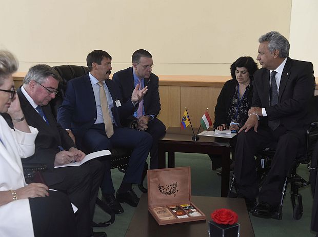 A képen: Áder János és Lenín Moreno, Ecuador elnöke.